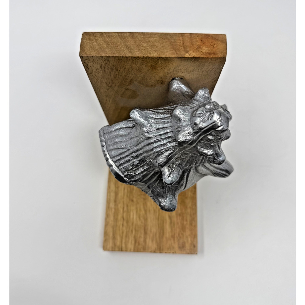 Vintage Cast Metal Shell Bookends Wood Base Made in India Nautical Decor - Picture 6 of 12